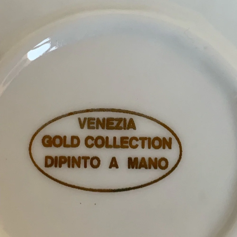 Venezia Elegant Blue and Gold Floral Porcelain Bowl